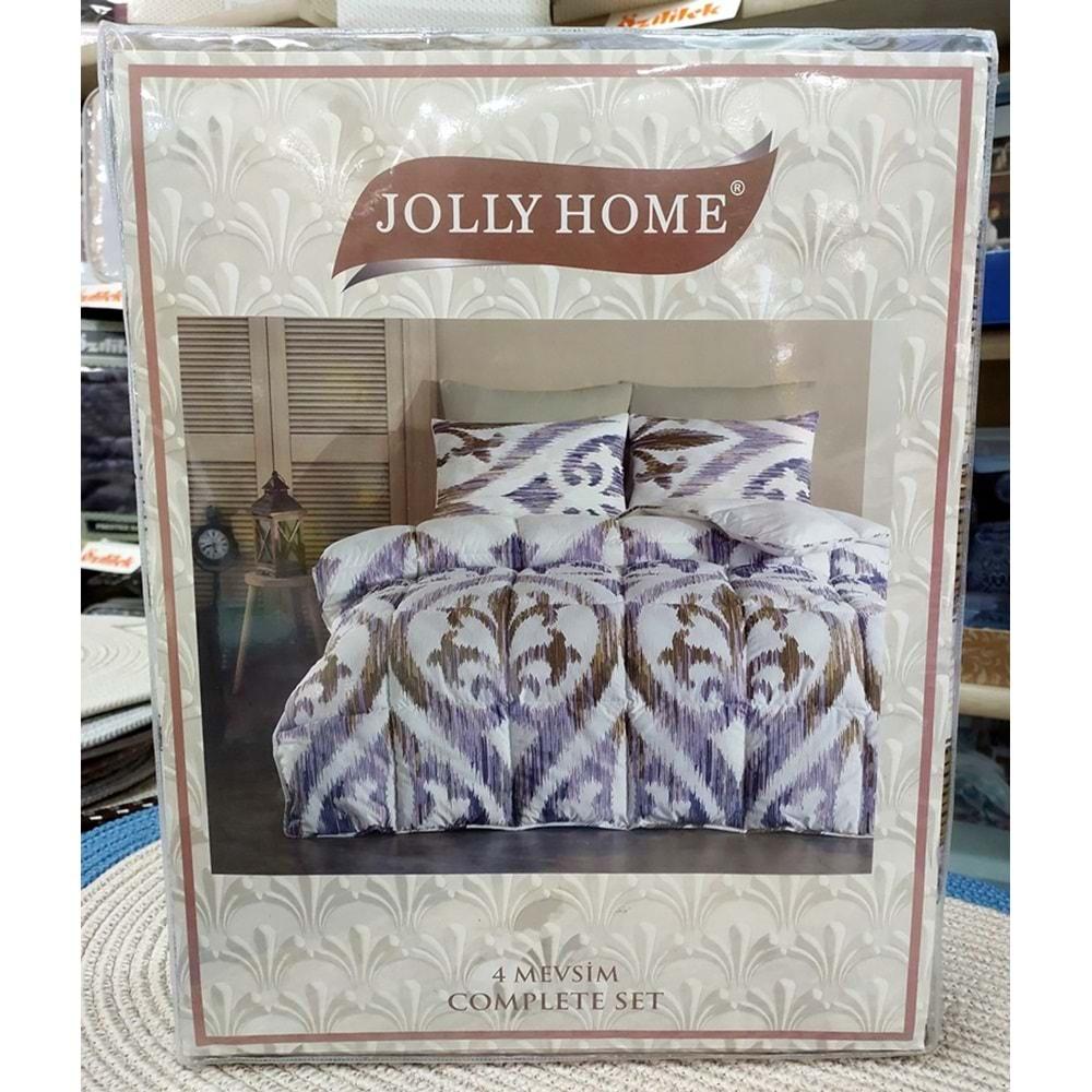 Jolly Home 4 Mevsim Çift Kişilik Kapitoneli Nevresim Takımı-Arya Mavi