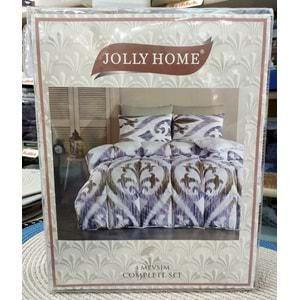 Jolly Home 4 Mevsim Çift Kişilik Kapitoneli Nevresim Takımı-Arya Mavi
