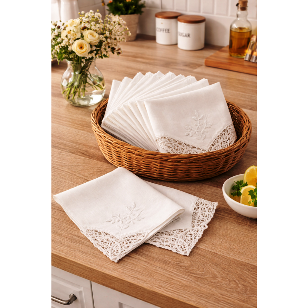 cotton angles delik işi mutfak takımı 30 parça beyaz