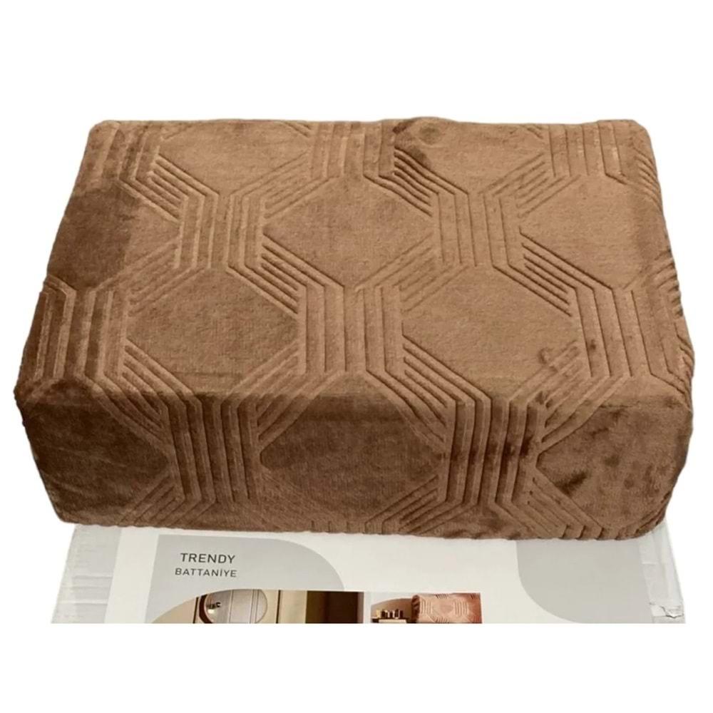 Özdilek Trendy Embos Tek Kişilik Battaniye (155x220)-Art Deco Light Brown