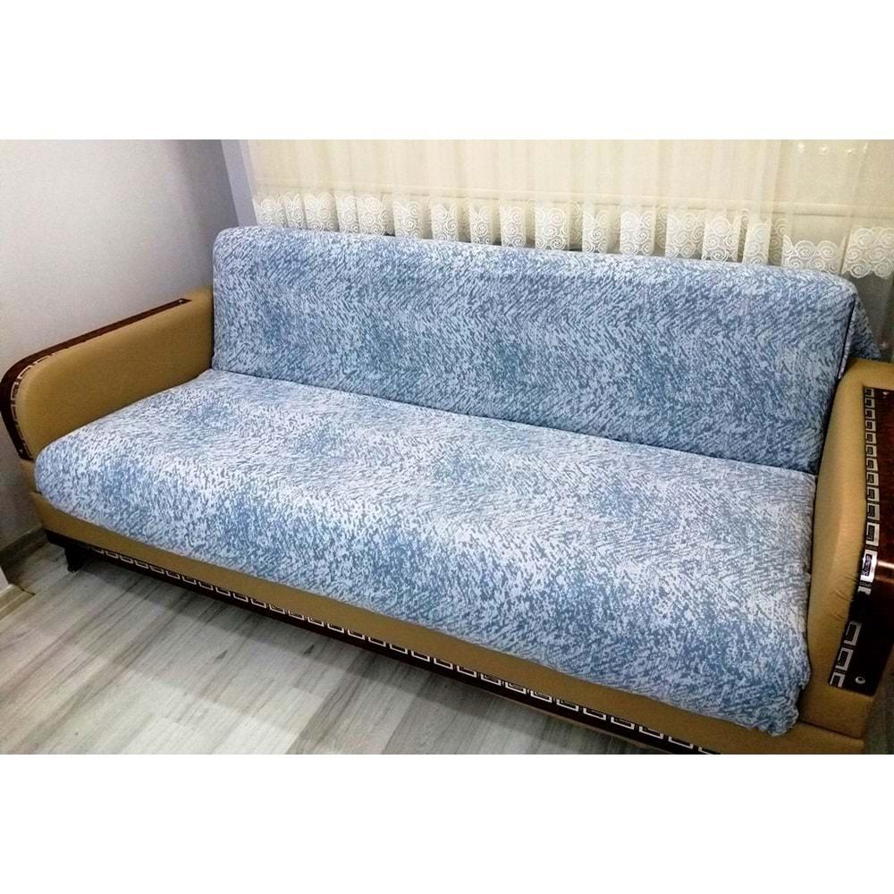 Pamuklu Kaymaz Ebruli Koltuk-Çekyat Örtüsüü (15 RENK) - Mavi