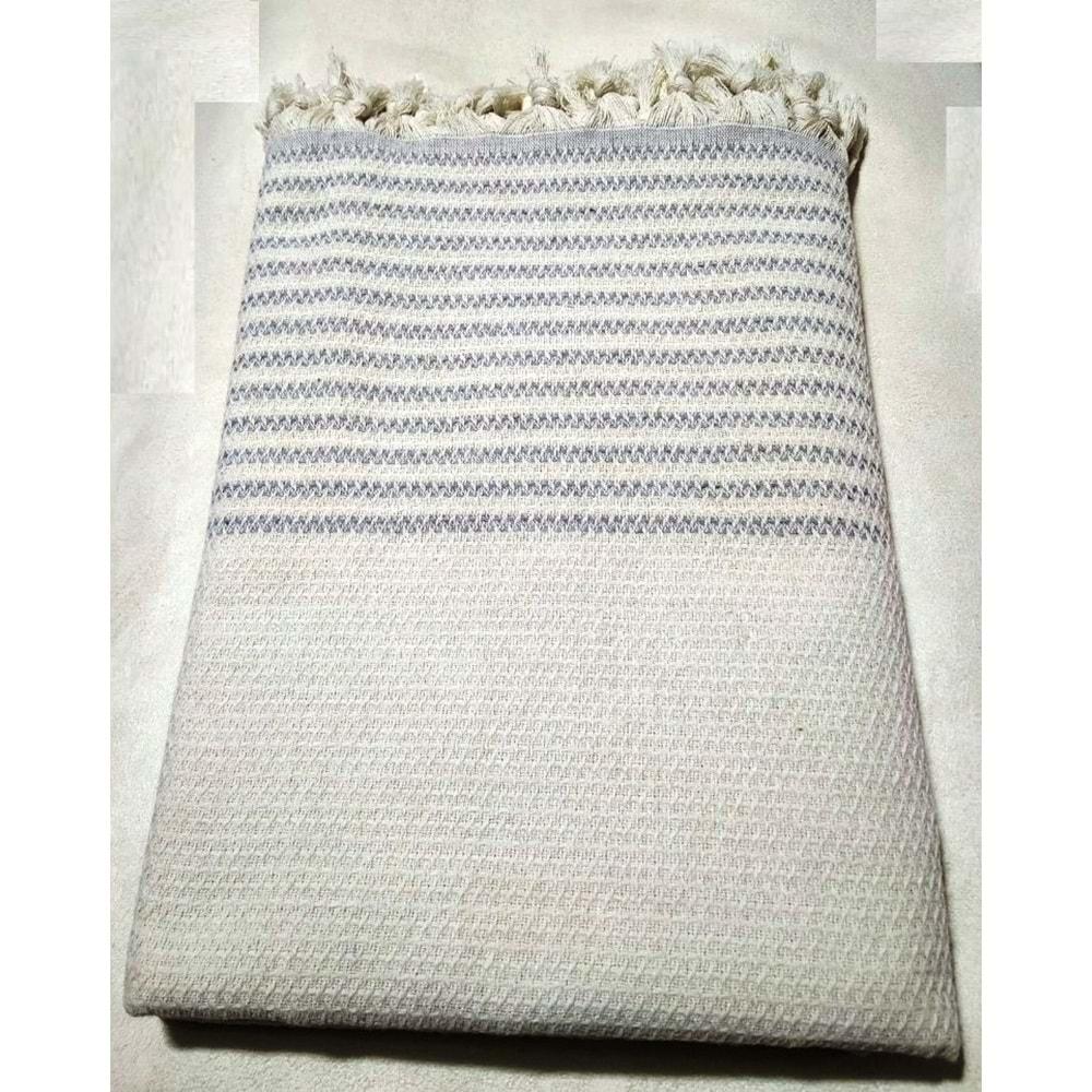 Mandaş Pamuklu Kaymaz Hasır Dokuma Koltuk-Çekyat Örtüsü (180x220) - Krem Gri Yeni