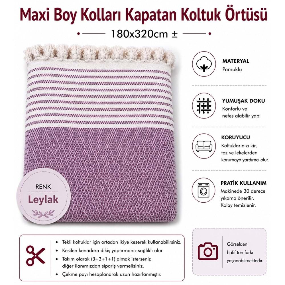 Pamuklu Kaymaz Hasır Dokuma Maxi Kolları Kapatan Koltuk Örtüsü (180x310)