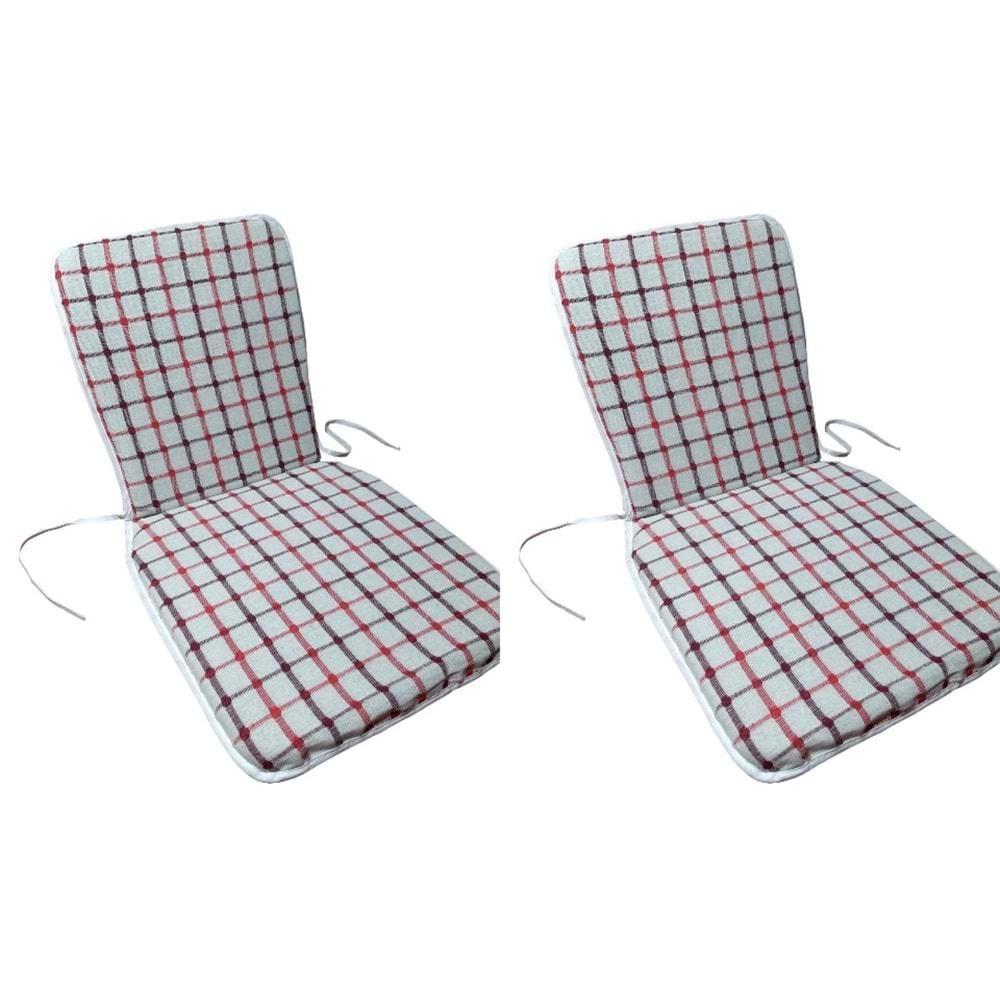 Mandaş 2 Adet Mandaş Buldan Lüks Midi Sandalye Minderi, Bağcıklı Bahçe Minderi-Bordo Kırmızı