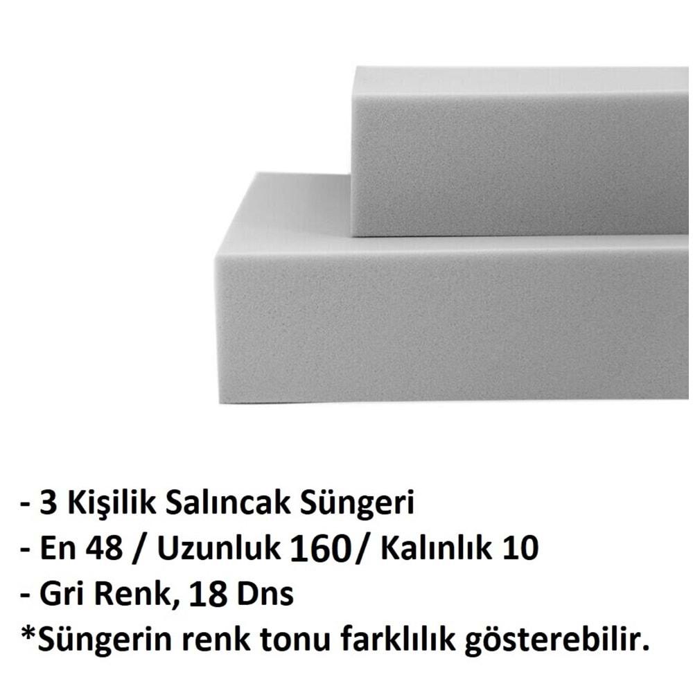 Sünger Takımı 160x48x10cm 3 Kişilik Salıncak Minderleri İçin Uygun Sünger (18dns)