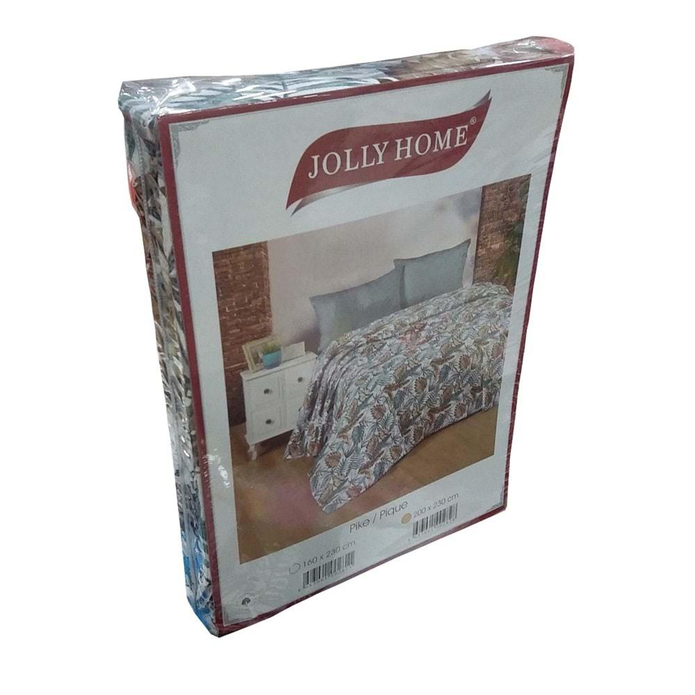 Jolly Home %100 Pamuk Doğal Çift Kişilik Pike 200x230 (Tek Pike)-Yaprak Kahve