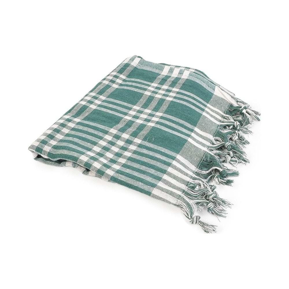 MANDAŞ 170x170 Pötikare Yer Sofra Bezi Piknik Masa Örtüsü Saçaklı -yeşil