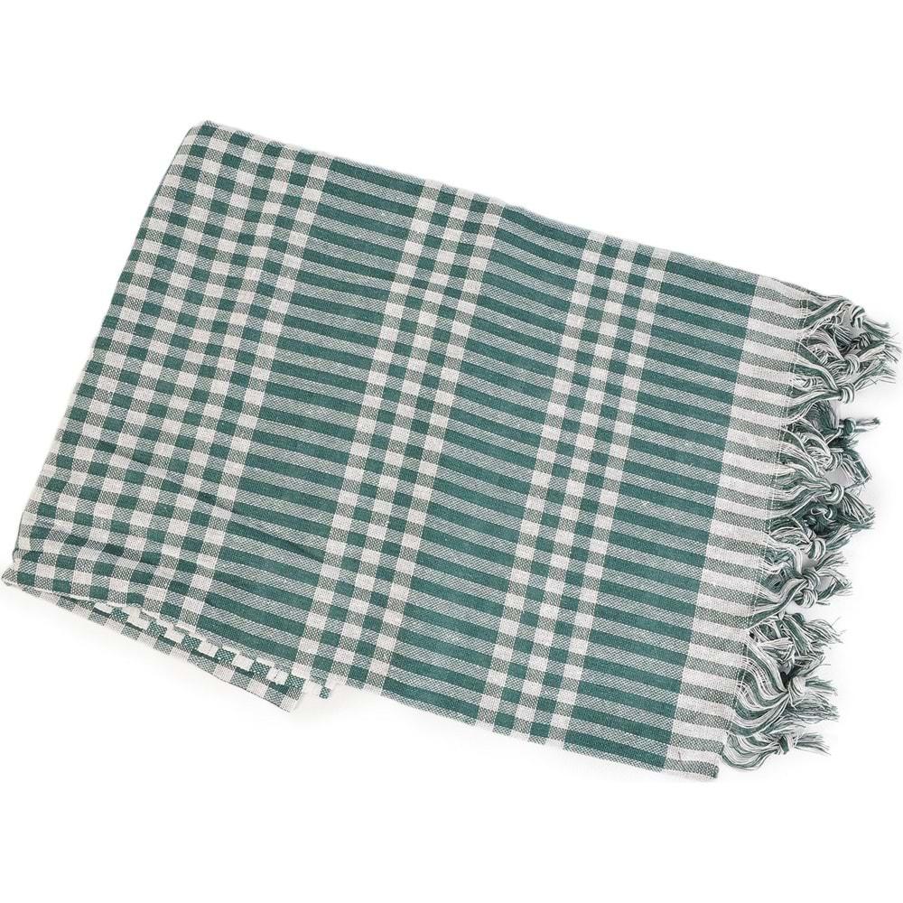 MANDAŞ 170x170 Pötikare Yer Sofra Bezi Piknik Masa Örtüsü Saçaklı -yeşil