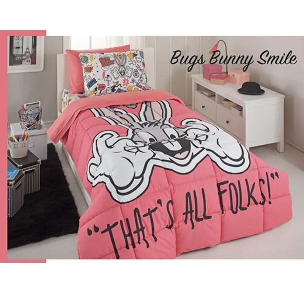 Özdilek Ranforce lisanslı Tek Kişilik Uyku Seti Bugs Bunny Smıle Krem
