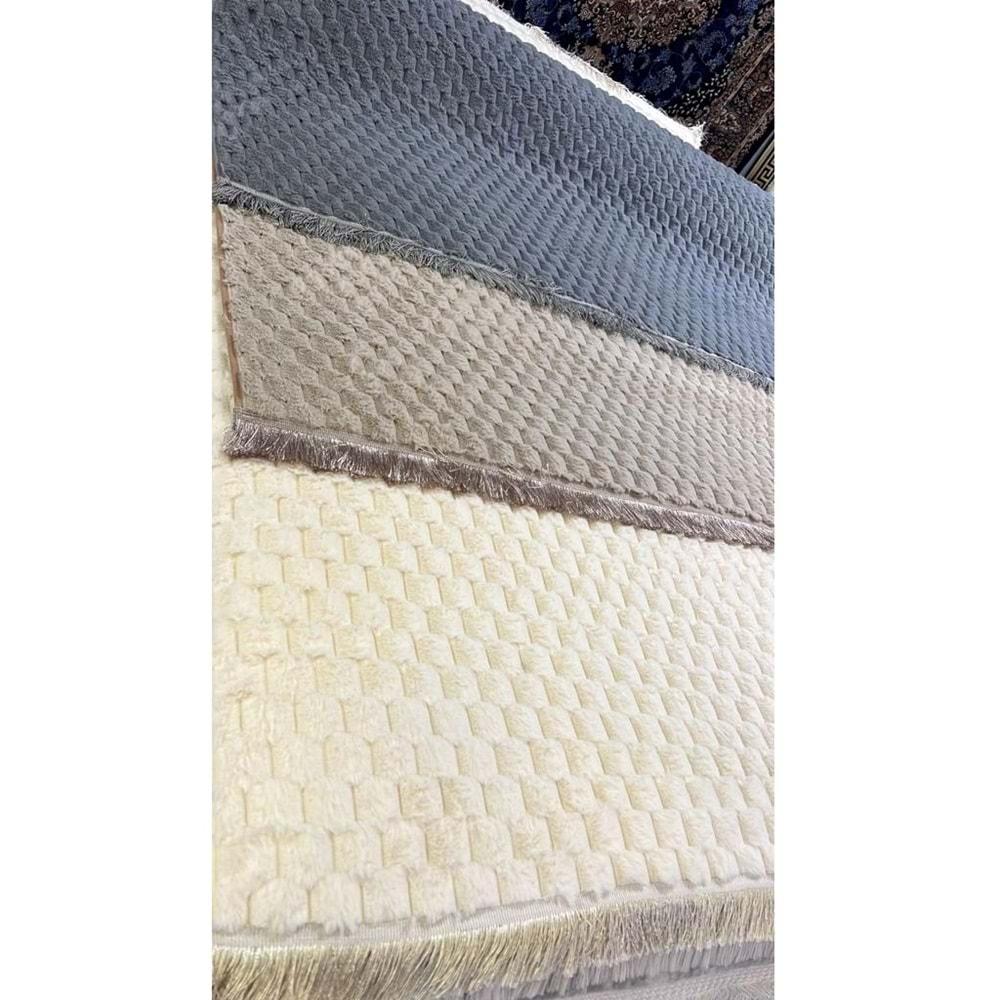 Mandaş Tekstil Petek Desen Lüks Peluş Tavşan Tüyü Post Halı M2 (A+ Kalite)-Özel Ebat