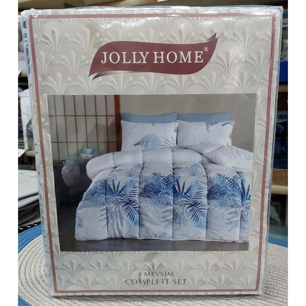 Jolly Home 4 Mevsim Çift Kişilik Kapitoneli Nevresim Takımı-Kumsal Lacivert