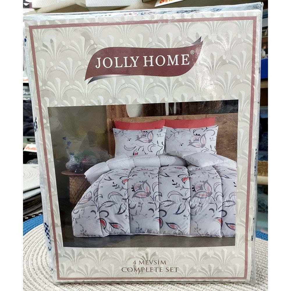 Jolly Home 4 Mevsim Çift Kişilik Kapitoneli Nevresim Takımı-Manolya Mavi