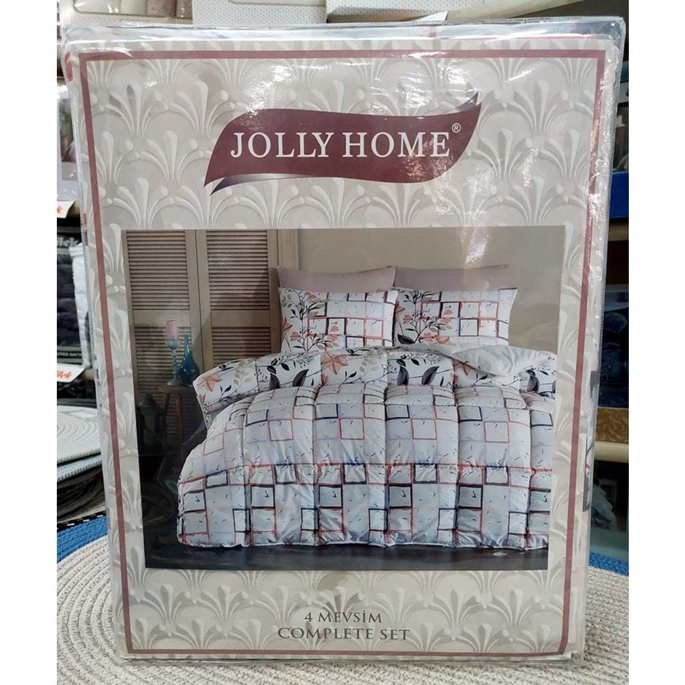 Jolly Home 4 Mevsim Tek Kişilik Kapitoneli Nevresim Takımı-Geofle Somon