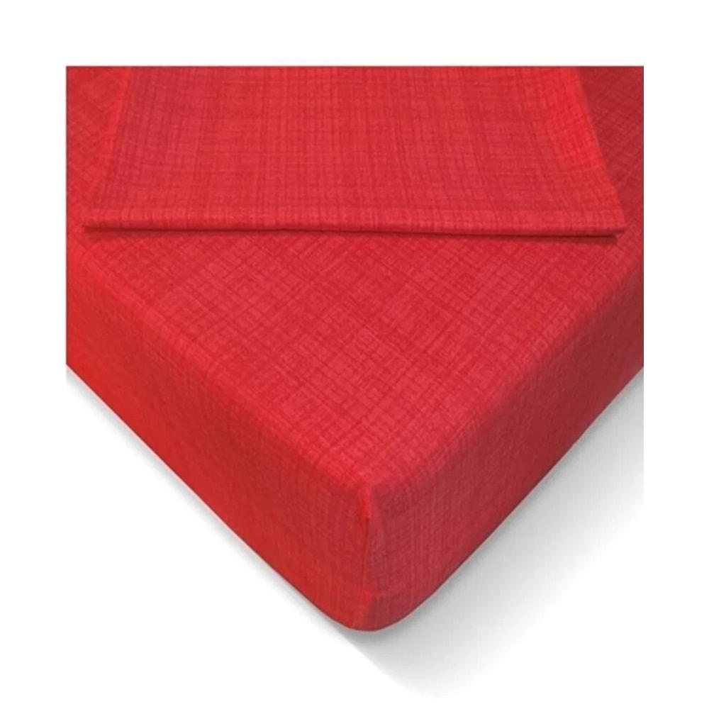 Özlü Fitted Lastikli Çift Kişilik Çarşaf Seti (160x200)-Kırmızı