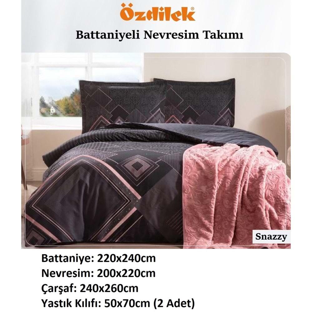 Özdilek Trendy Battaniyeli Çift Kişilik Nevresim Takımı-Snazzy Siyah