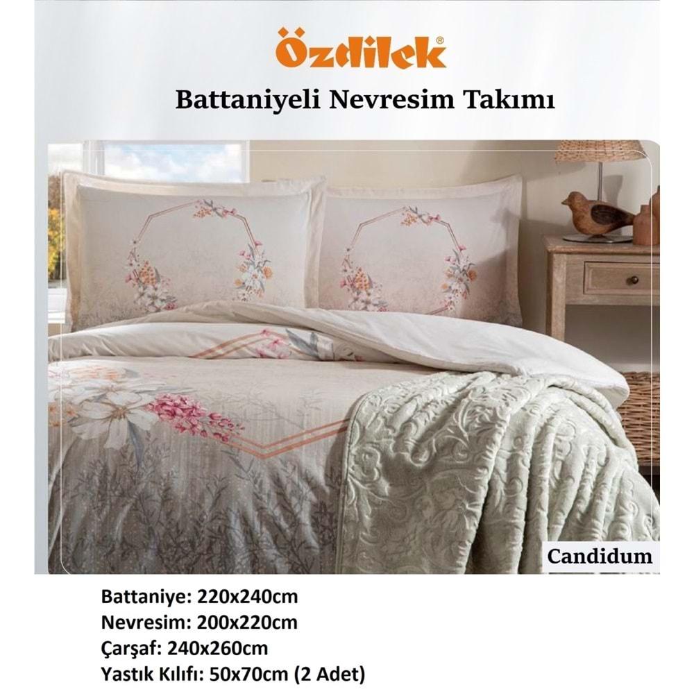 Özdilek Trendy Battaniyeli Çift Kişilik Nevresim Takımı-Candidum Krem