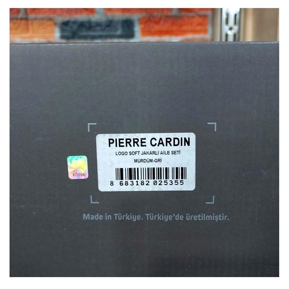 Pierre Cardin 6 Parça Jakarlı Aile Bornoz Seti-Logo Soft Mürdüm Gri