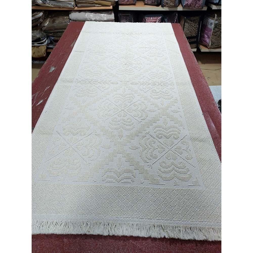 Pamuklu Bukle Lüks Kilim, Yolluk (80x300)-Krem