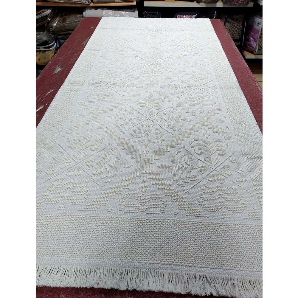 Pamuklu Bukle Lüks Kilim, Yolluk (80x300)-Krem