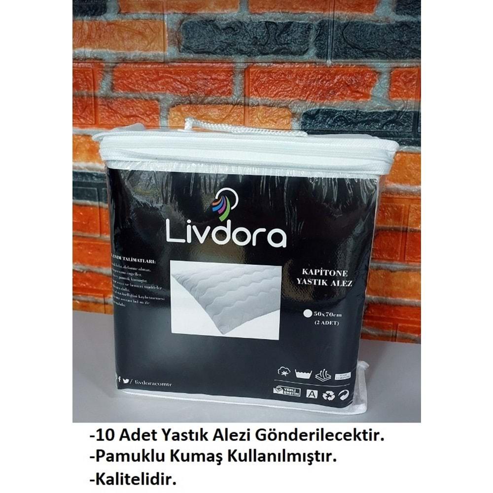 Livdora Kapitoneli 10lu Pamuklu Yastık Alezi, Koruyucu (50x70)