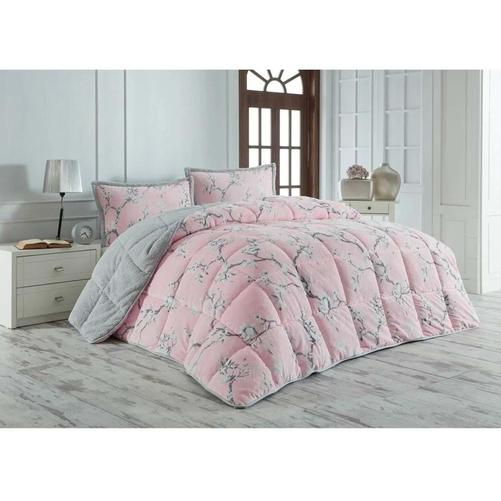 Merinos Comforter Set, Çift Kişilik Yorgan Seti (220x240)-Eylül Gri