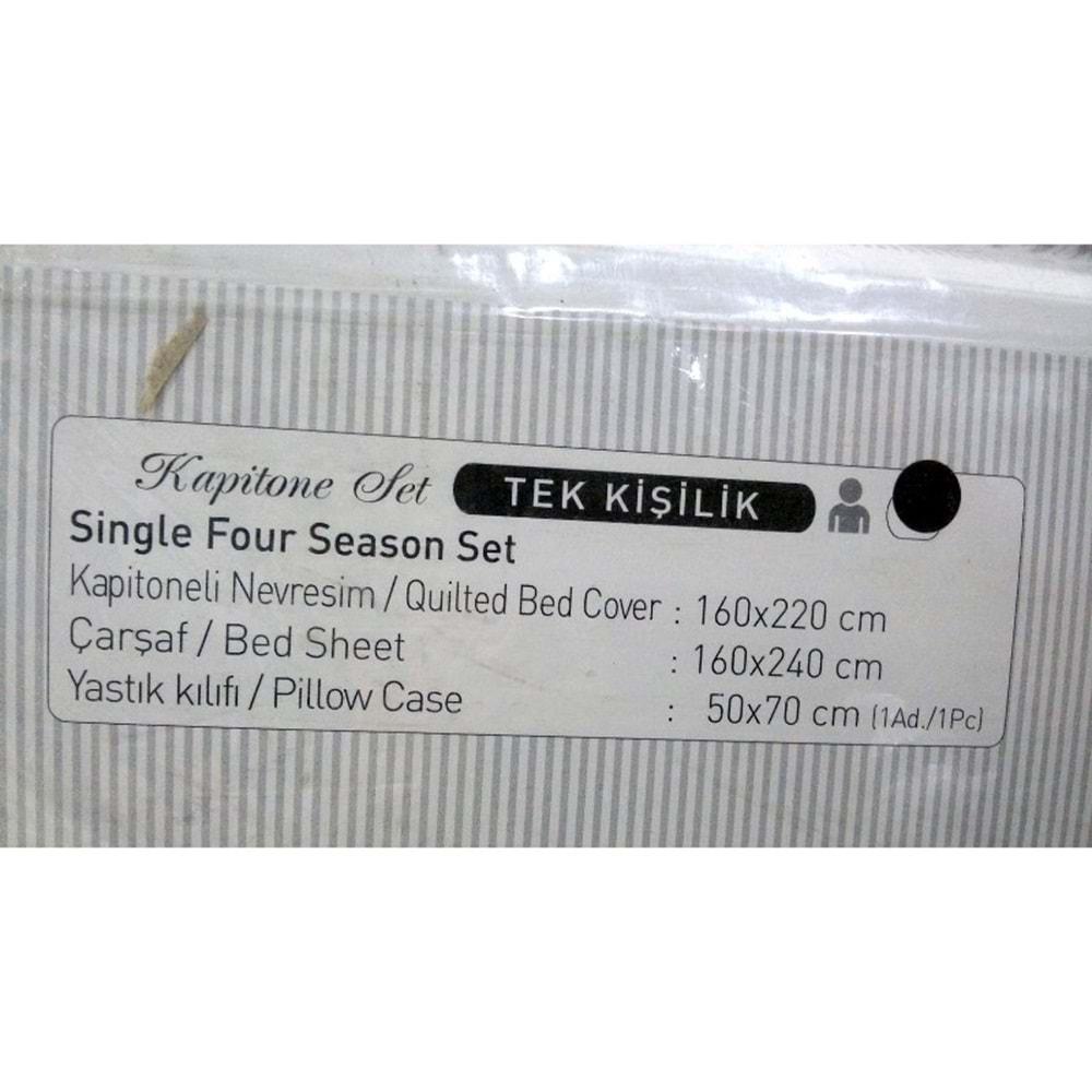 Anatolia 4 Mevsim Kapitoneli Tek Kişilik Nevresim-Pike Complete Set-2307-02 Yeşil