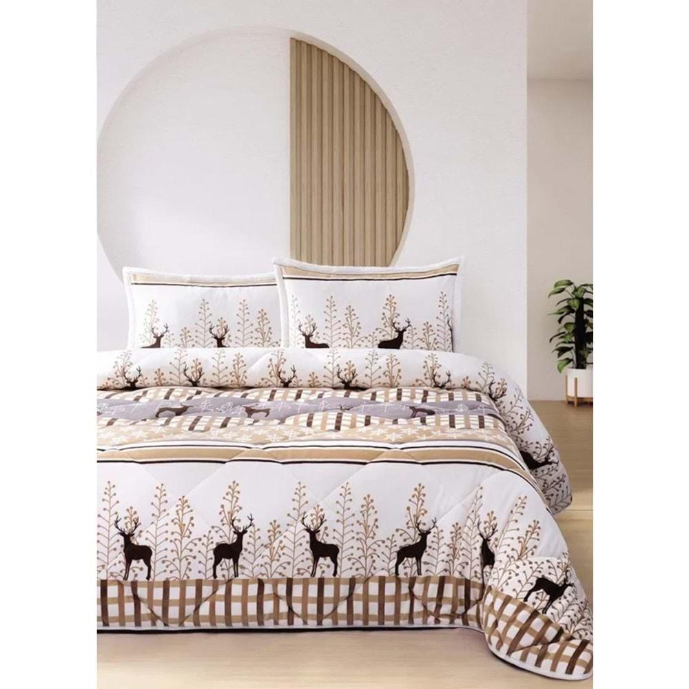 Merinos Comforter Set, Çift Kişilik Yorgan Seti (220x240)-Deer Bej