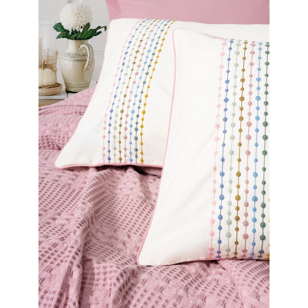 Cottonbox Tek Kişilik Lastikli Çarşaflı Pike Takımı Aura Pebble Pembe