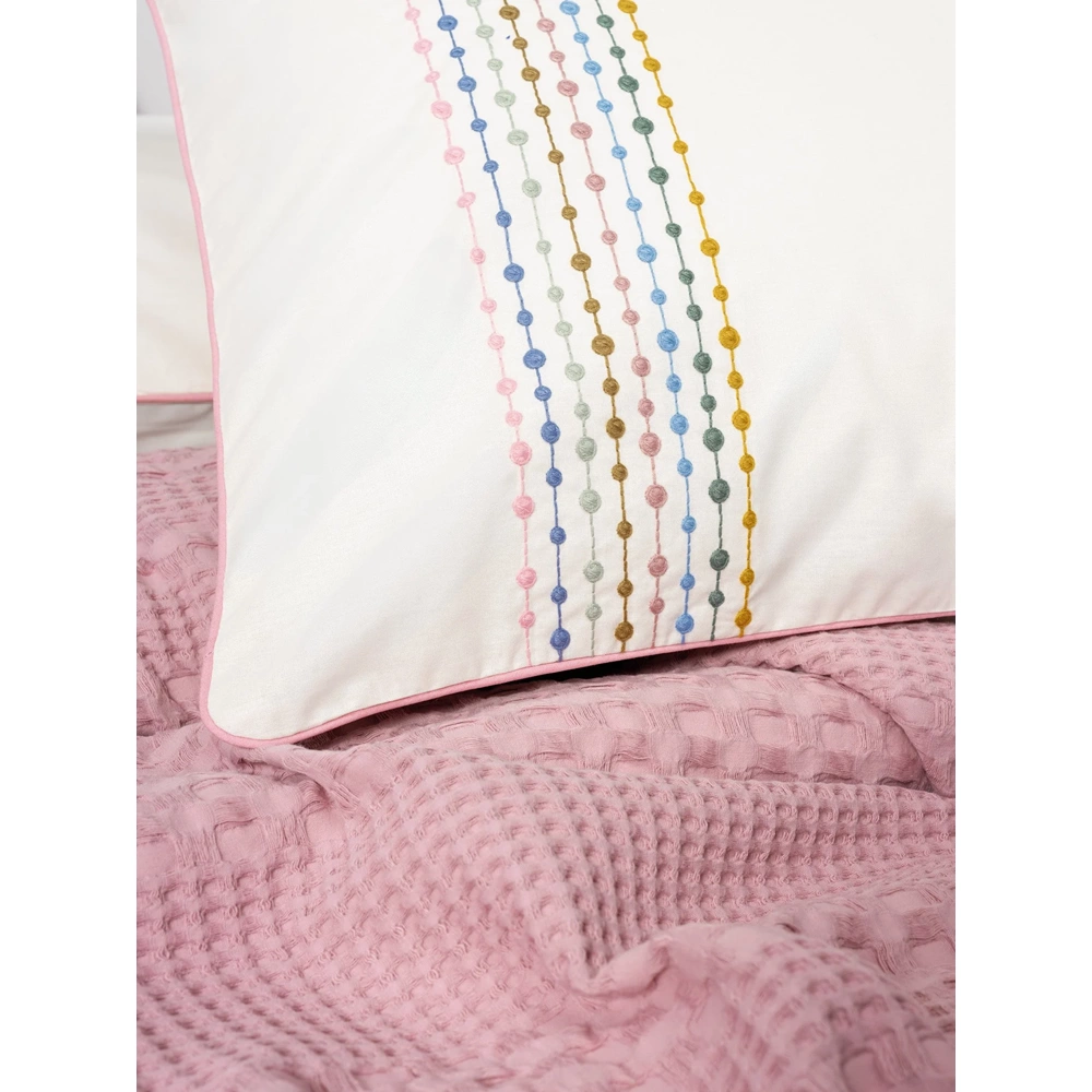 Cottonbox Tek Kişilik Lastikli Çarşaflı Pike Takımı Aura Pebble Pembe