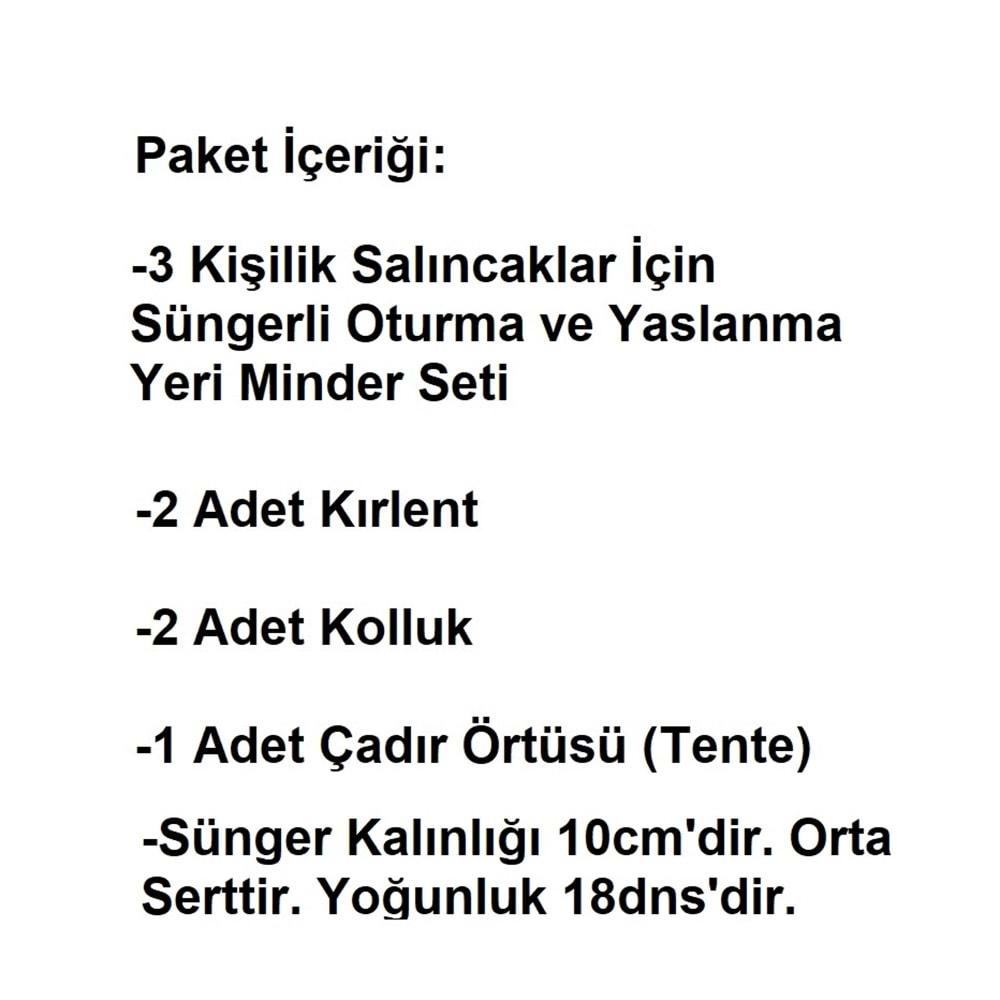 Mandaş Süngerli 3 Kişilik Salıncak Minder Seti (Pamuklu Kumaş)-Saatli Lacivert