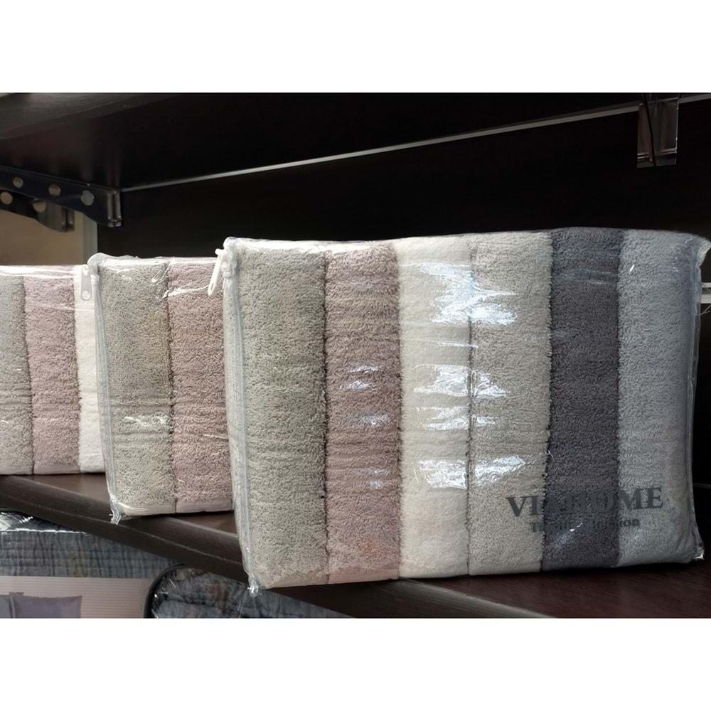 Via Home 6lı El Havlusu Seti, Delta Ağır Jakarlı Çantalı (50x90)