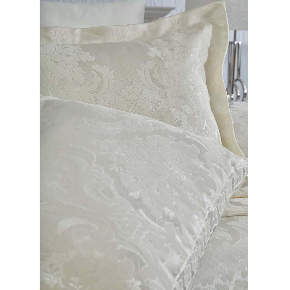 Dantela Armada Jakarlı Çift Kişilik Yatak Örtüsü Seti (250x260)-Krem