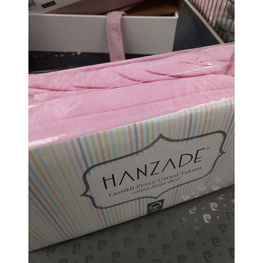Hanzade %100 Pamuk Penye Lastikli Çift Kişilik Çarşaf Seti (160x200+30) - Pembe