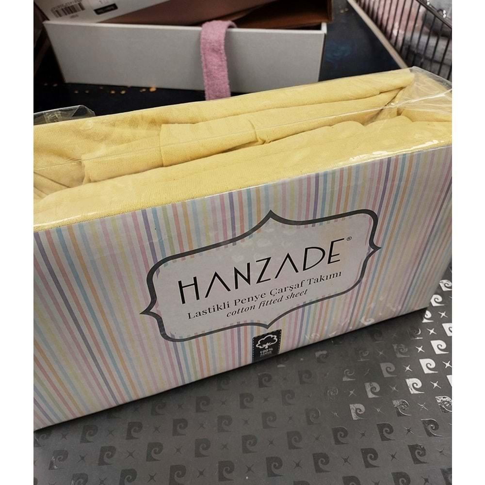 Hanzade %100 Pamuk Penye Lastikli Çift Kişilik Çarşaf Seti (160x200+30) - Sarı
