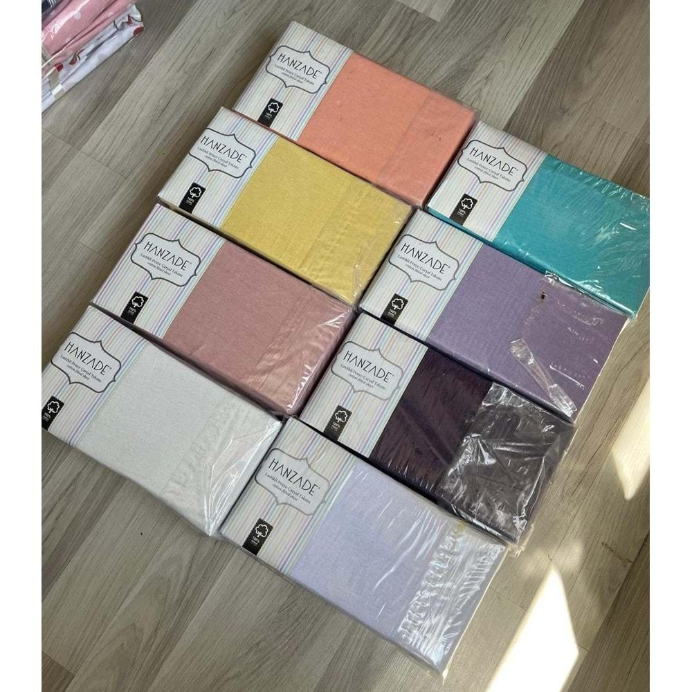 Hanzade %100 Pamuk Penye Lastikli Çift Kişilik Çarşaf Seti (160x200+30) - Sarı
