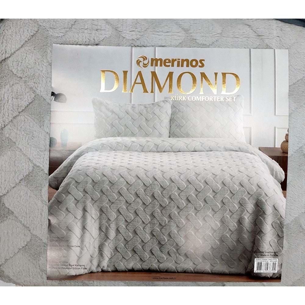 Merinos Diamond Kürk Comforter Set, Çift Kişilik Yorgan Seti (220x240)-Pietra Gri