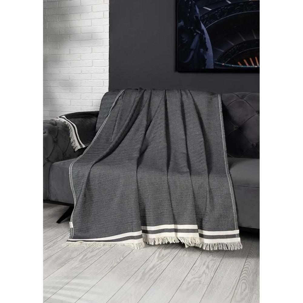 Alinda Pamuklu Kaymaz Terletmez Koltuk Örtüsü (170x230) - Antrasit