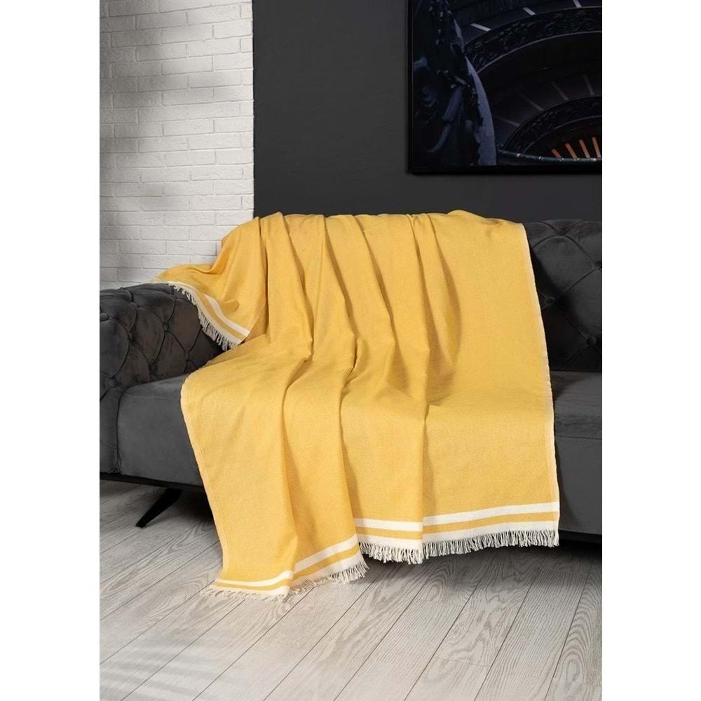 Alinda Pamuklu Maxi Boy Kolları Kapatan Kaymaz Terletmez Koltuk Örtüsü (170x300) - Hardal