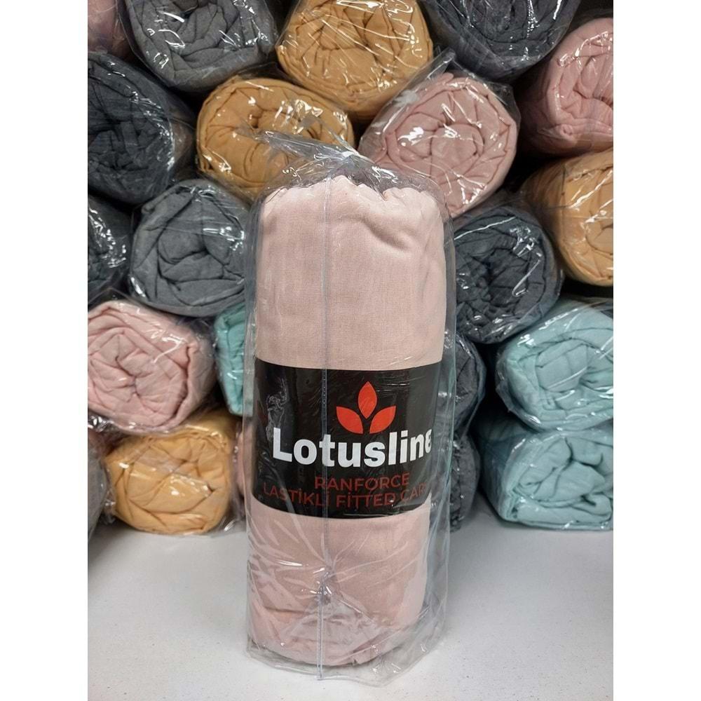 Lotusline Ranforce Fitted Lastikli Battal Çift Kişilik Çarşaf Seti (180x200+30)-Pudra