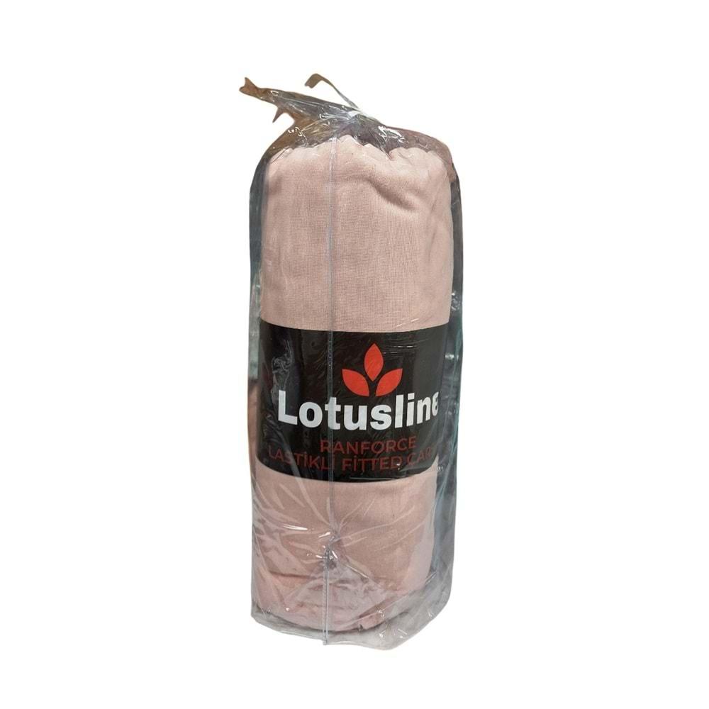 Lotusline Ranforce Fitted Lastikli Battal Çift Kişilik Çarşaf Seti (180x200+30)-Pudra
