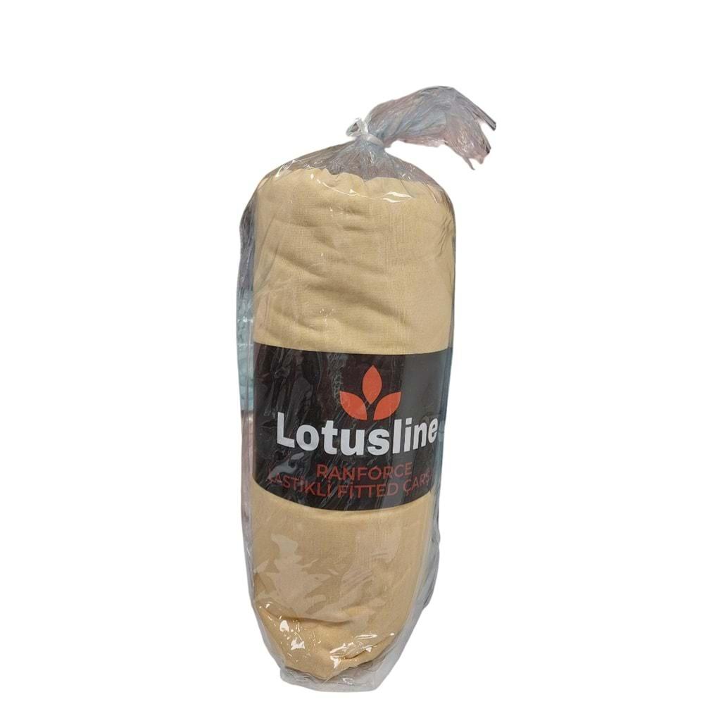 Lotusline Ranforce Fitted Lastikli Battal Çift Kişilik Çarşaf Seti (180x200+30)-Sarı