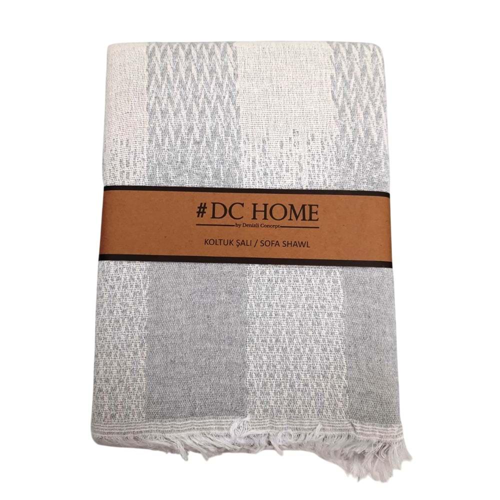 DC Jakarlı Pamuklu Kaymaz Terletmez Koltuk Örtüsü (180x240) - Gri