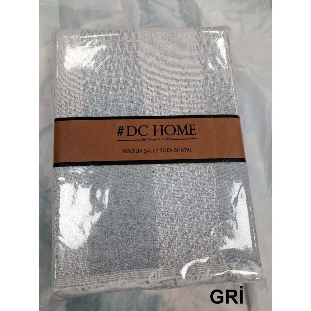 DC Jakarlı Pamuklu Kaymaz Terletmez Koltuk Örtüsü (180x240) - Gri
