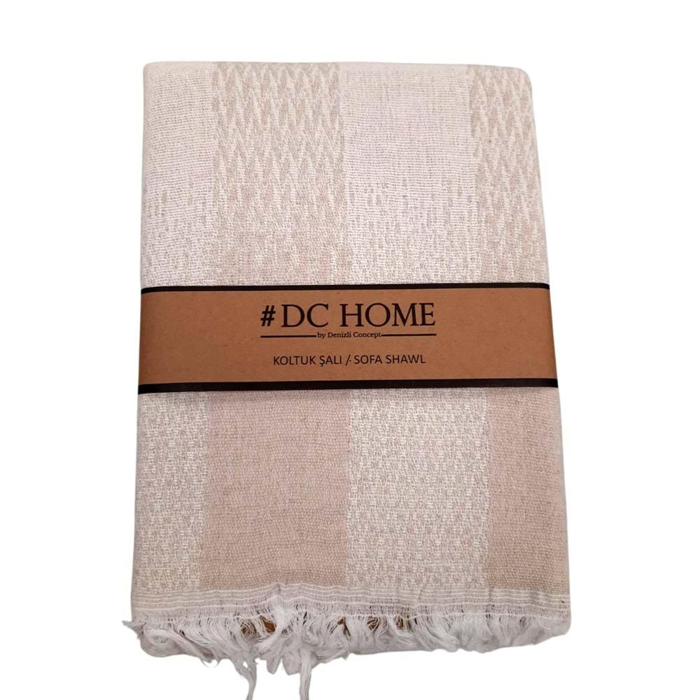 DC Jakarlı Pamuklu Kaymaz Terletmez Koltuk Örtüsü (180x240) - Krem