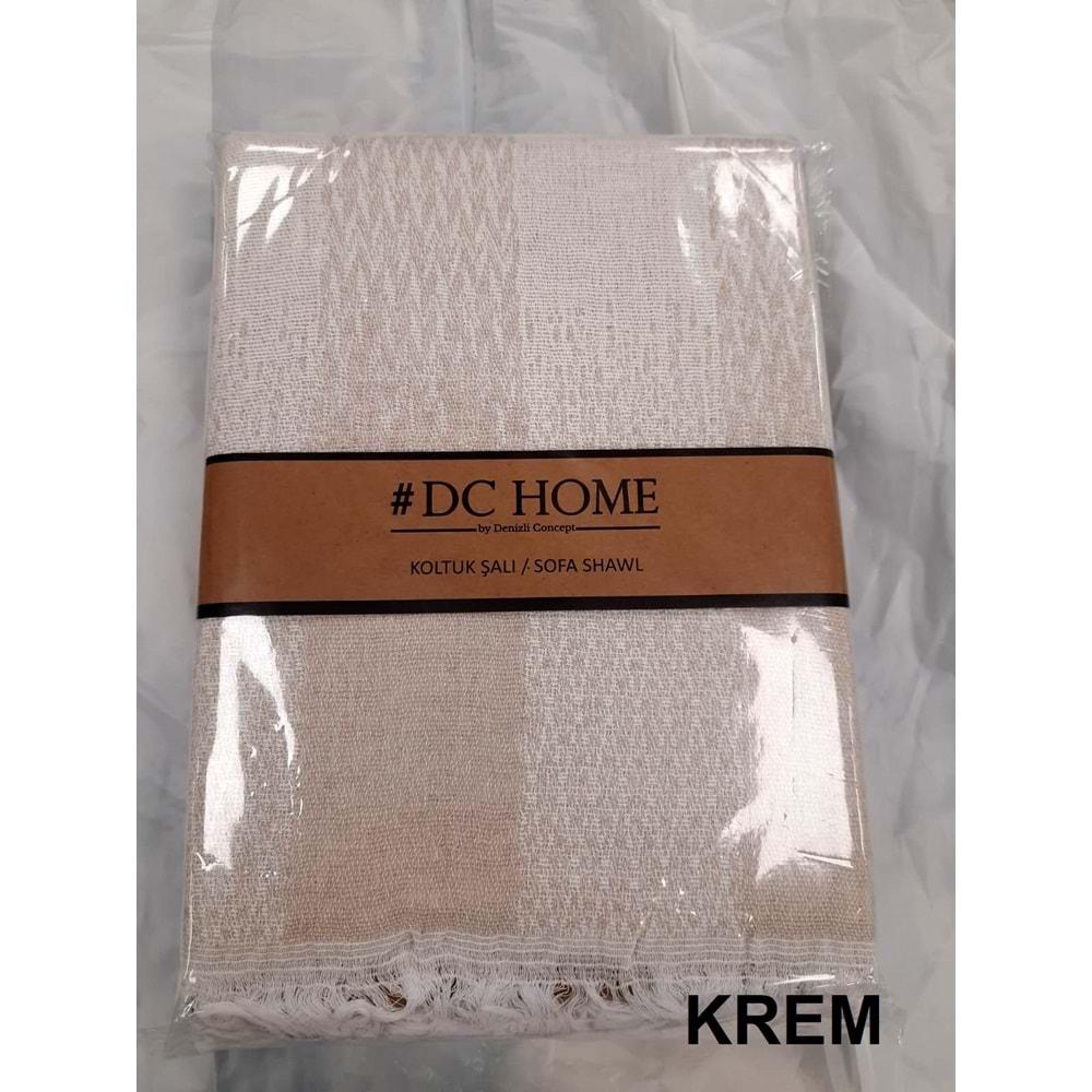 DC Jakarlı Pamuklu Kaymaz Terletmez Koltuk Örtüsü (180x240) - Krem