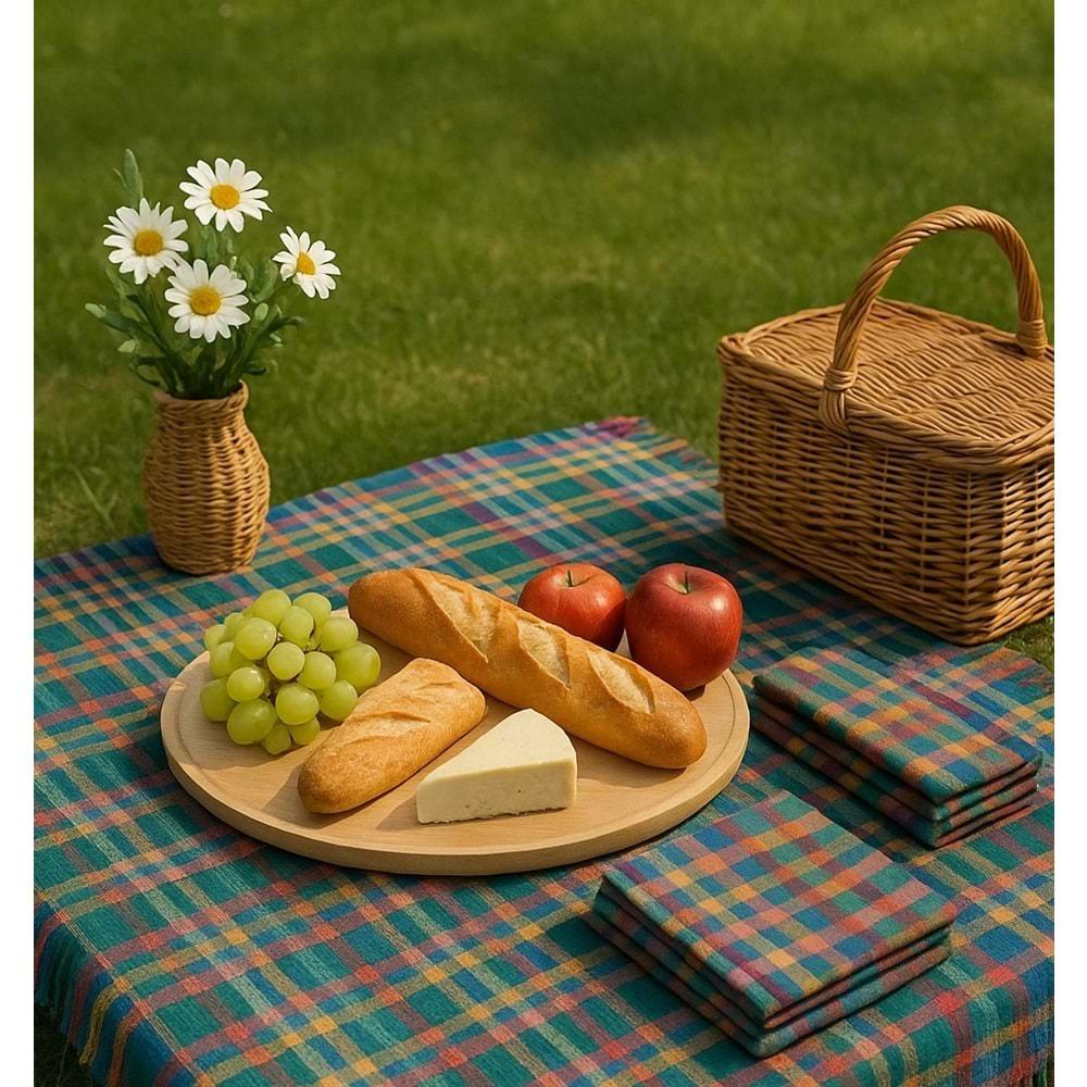 3 Adet Pöti Kare Sofra Örtüsü, Masa Örtüsü Saçaklı (140x140)-Renkli