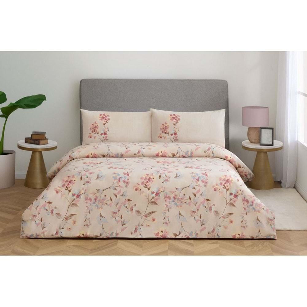 Özdilek Nev Serisi -Geranium Bej- Tek Kişilik Nevresim Takımı