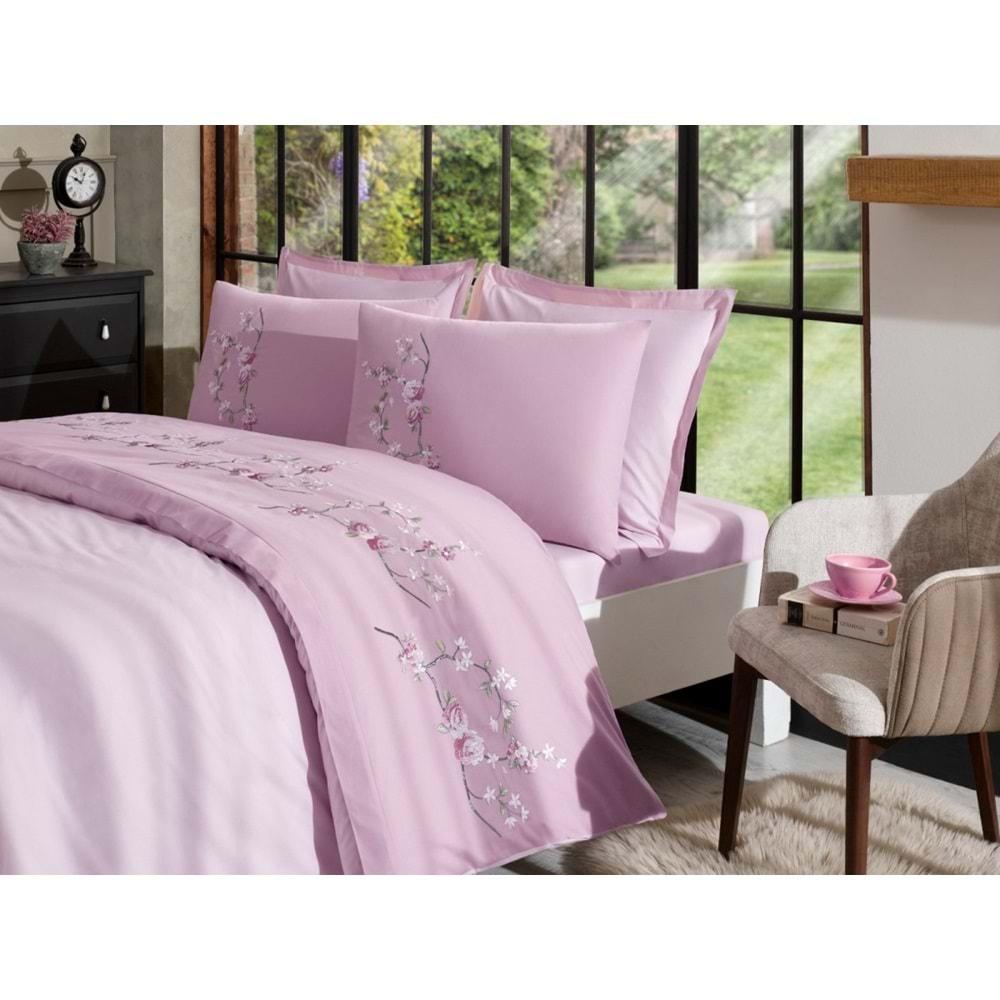 Özdilek Akfil Boutique -Florest Pembe- Çift Kişilik Nevresim Takımı (4 Yastık Kılıflı)