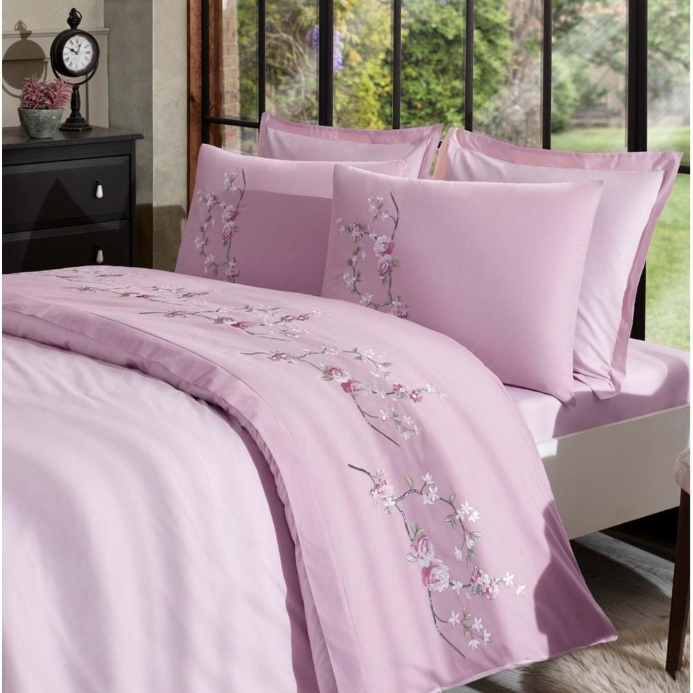 Özdilek Akfil Boutique -Florest Pembe- Çift Kişilik Nevresim Takımı (4 Yastık Kılıflı)