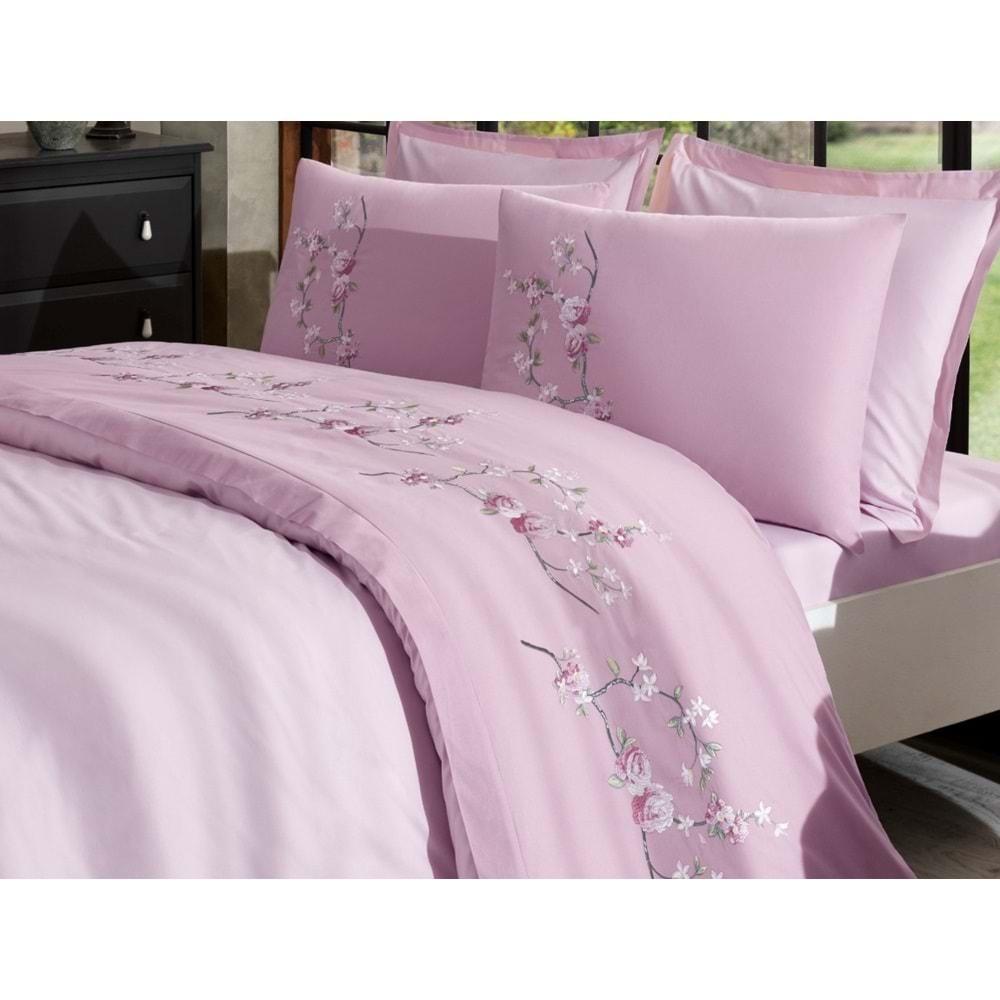 Özdilek Akfil Boutique -Florest Pembe- Çift Kişilik Nevresim Takımı (4 Yastık Kılıflı)